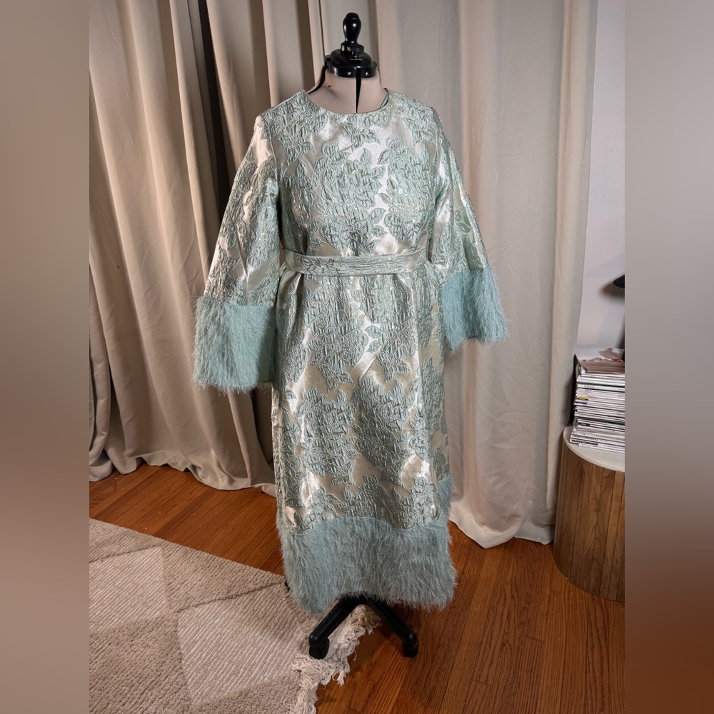 Brocade gown mint green